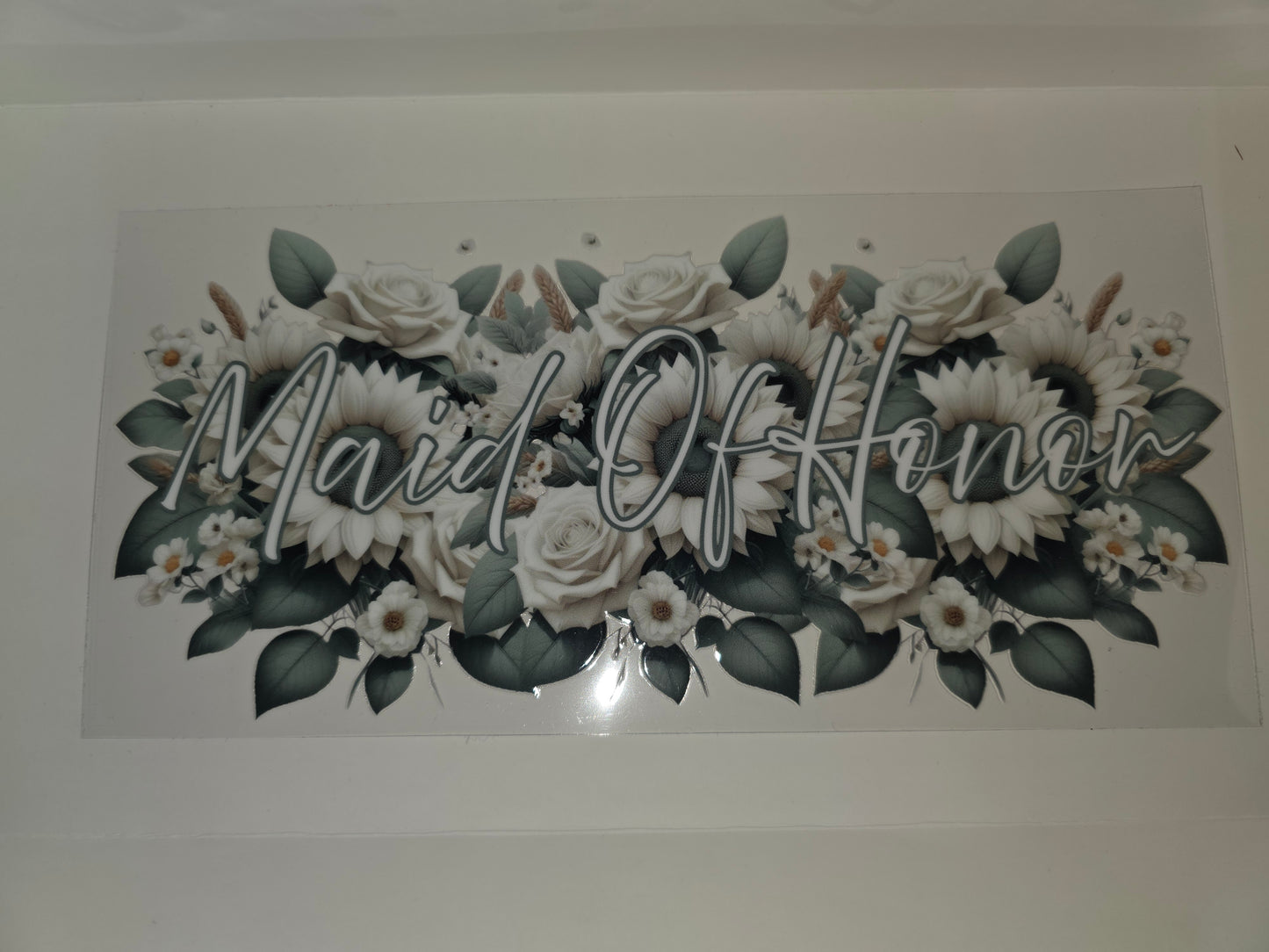 Maid of Honor- White and green sunflower