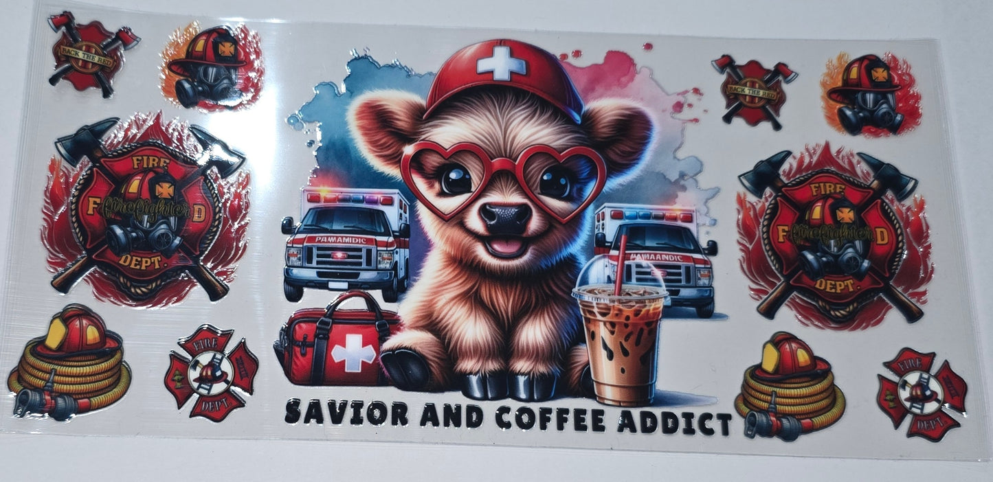 Highland cow Savior and coffee addict