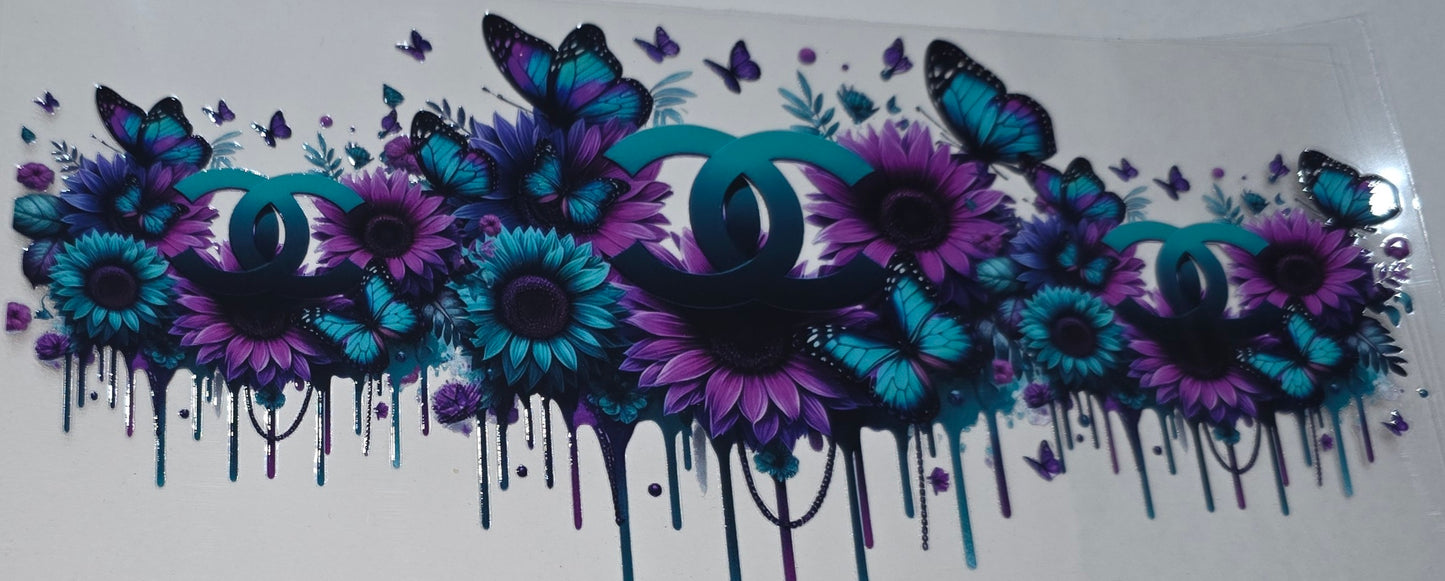 CC blue butterfly and flowers