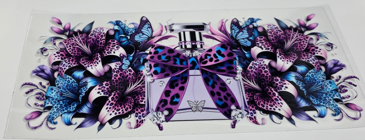 Perfume bottle purple flowers