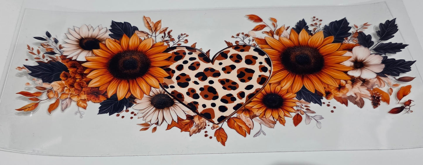 Orange sunflower, leopard heart