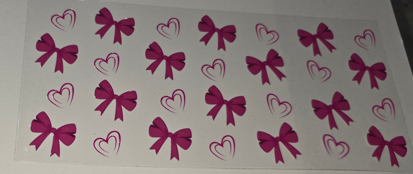 Pink bow and double hearts
