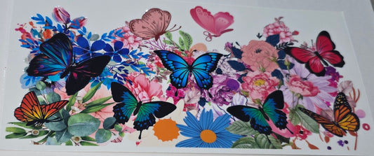 Butterfly and flowers mixed colours
