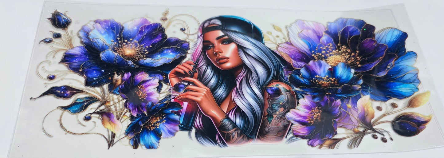 Blue Flower Tattoo girl