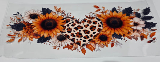 Orange sunflower, leopard heart