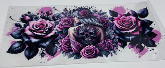 Purple Flowers Tattoo girl skull