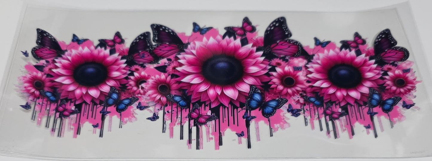 Pink flower and Butterflies