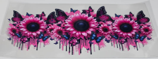 Pink flower and Butterflies