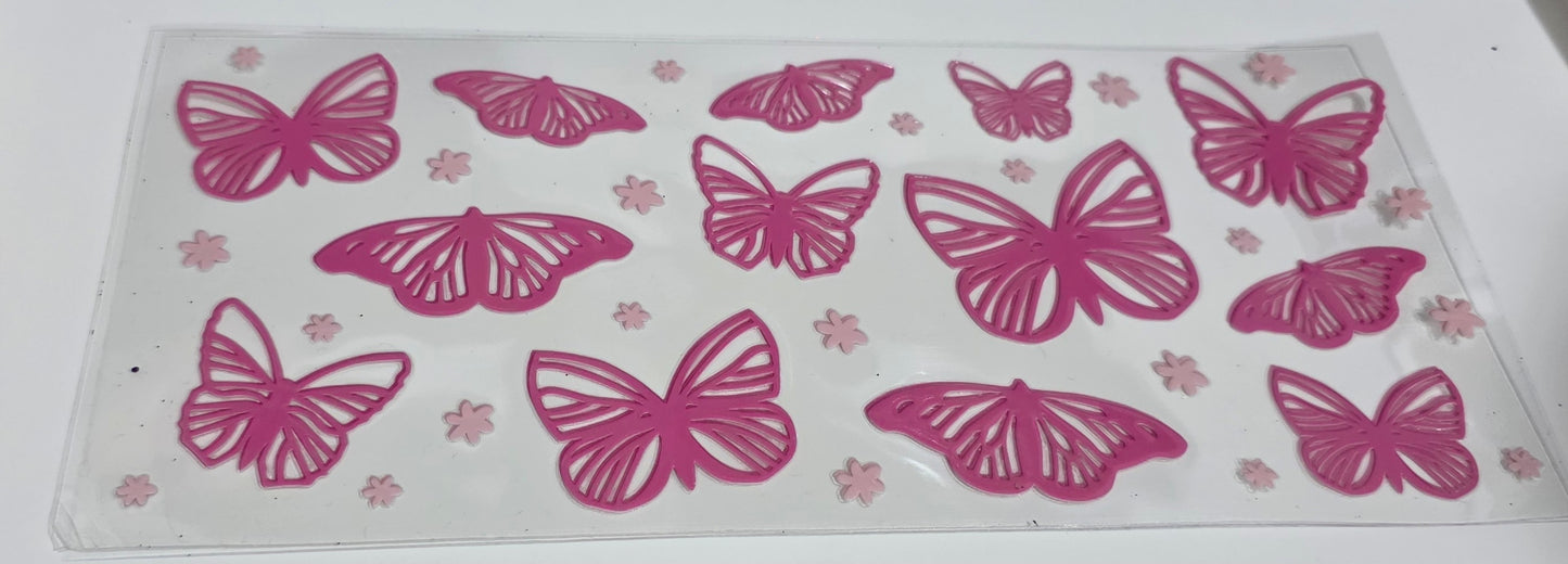 Pink Butterflies and flowers