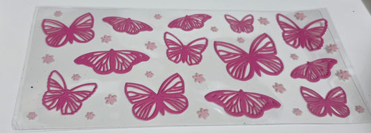 Pink Butterflies and flowers
